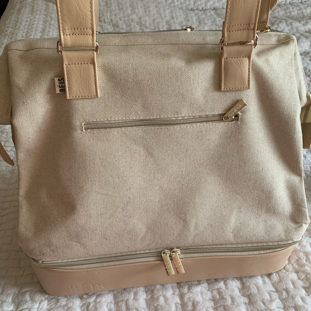Beis the mini weekender bag in beige